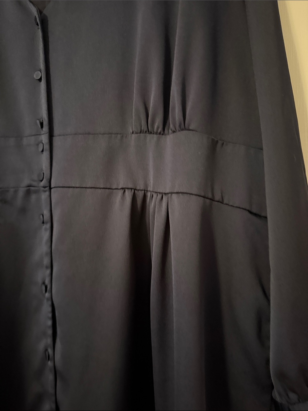 J. CREW 24 Navy Button-Front Long Sleeve Dress Plus Work Business Midi Preppy - Picture 10 of 15